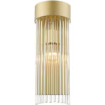 6 inch 1 Light Soft Gold Wall Sconce with Soft Gold Drum Shade with Clear Crystal Rods Shade-Lighting LumensWall Sconces