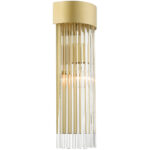 6 inch 1 Light Soft Gold Wall Sconce with Soft Gold Drum Shade with Clear Crystal Rods Shade-Lighting LumensWall Sconces