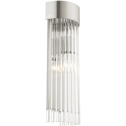 6 inch 1 Light Brushed Nickel Wall Sconce with Brushed Nickel Drum Shade with Clear Crystal Rods Shade-Lighting LumensWall Sconces