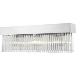 23.25 inch 3 Light Polished Chrome Bathroom Vanity light fixture with Polished Chrome Drum Shade with Clear Crystal Rods Shade-Lighting LumensBath/Vanity