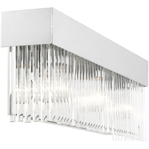 23.25 inch 3 Light Polished Chrome Bathroom Vanity light fixture with Polished Chrome Drum Shade with Clear Crystal Rods Shade-Lighting LumensBath/Vanity