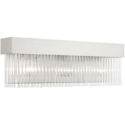 23.25 inch 3 Light Brushed Nickel Bathroom Vanity light fixture with Brushed Nickel Drum Shade with Clear Crystal Rods Shade-Lighting LumensBath/Vanity