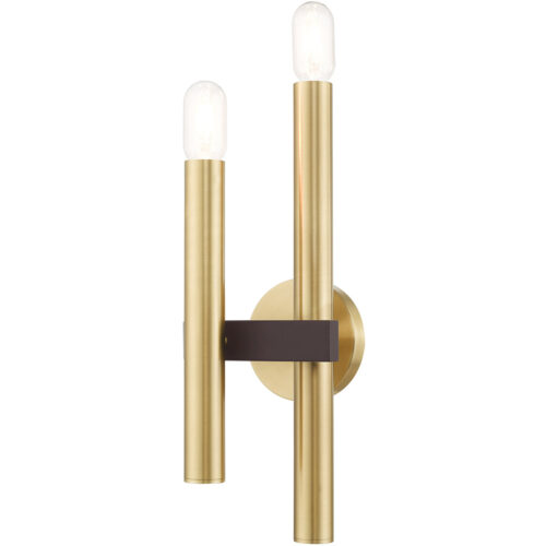 6.5 inch 2 Light Satin Brass & Bronze Wall Sconce with Steel base material-Lighting LumensWall Sconces