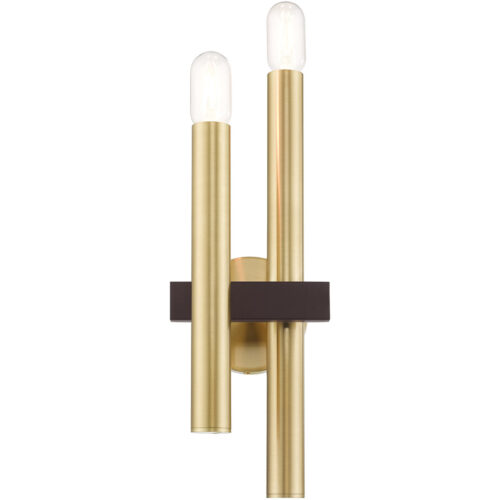 6.5 inch 2 Light Satin Brass & Bronze Wall Sconce with Steel base material-Lighting LumensWall Sconces