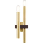 6.5 inch 2 Light Satin Brass & Bronze Wall Sconce with Steel base material-Lighting LumensWall Sconces