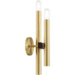 6.5 inch 2 Light Satin Brass & Bronze Wall Sconce with Steel base material-Lighting LumensWall Sconces