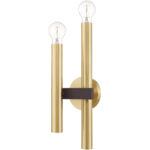 6.5 inch 2 Light Satin Brass & Bronze Wall Sconce with Steel base material-Lighting LumensWall Sconces