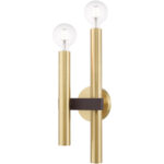 6.5 inch 2 Light Satin Brass & Bronze Wall Sconce with Steel base material-Lighting LumensWall Sconces