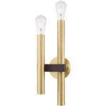 6.5 inch 2 Light Satin Brass & Bronze Wall Sconce with Steel base material-Lighting LumensWall Sconces