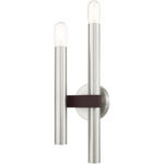 6.5 inch 2 Light Brushed Nickel & Bronze Wall Sconce with Steel base material-Lighting LumensWall Sconces