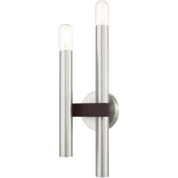 6.5 inch 2 Light Brushed Nickel & Bronze Wall Sconce with Steel base material-Lighting LumensWall Sconces