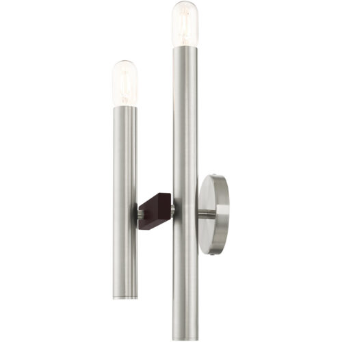 6.5 inch 2 Light Brushed Nickel & Bronze Wall Sconce with Steel base material-Lighting LumensWall Sconces