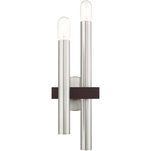 6.5 inch 2 Light Brushed Nickel & Bronze Wall Sconce with Steel base material-Lighting LumensWall Sconces