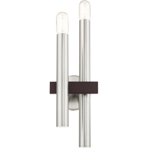 6.5 inch 2 Light Brushed Nickel & Bronze Wall Sconce with Steel base material-Lighting LumensWall Sconces