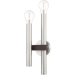 6.5 inch 2 Light Brushed Nickel & Bronze Wall Sconce with Steel base material-Lighting LumensWall Sconces