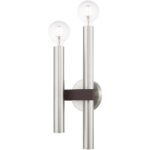 6.5 inch 2 Light Brushed Nickel & Bronze Wall Sconce with Steel base material-Lighting LumensWall Sconces