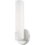 4.375 inch 10W LED Polished Chrome ADA Wall Sconce with Satin White Acrylic Shade Shade-Lighting LumensWall Sconces