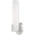 4.375 inch 10W LED Polished Chrome ADA Wall Sconce with Satin White Acrylic Shade Shade-Lighting LumensWall Sconces