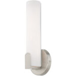 4.375 inch 10W LED Brushed Nickel ADA Wall Sconce with Satin White Acrylic Shade Shade-Lighting LumensWall Sconces