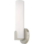 4.375 inch 10W LED Brushed Nickel ADA Wall Sconce with Satin White Acrylic Shade Shade-Lighting LumensWall Sconces