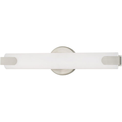 4.375 inch 20W LED Brushed Nickel ADA Bathroom Vanity light fixture with Satin White Acrylic Shade-Lighting LumensBath/Vanity