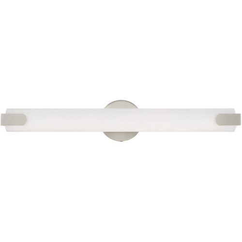 4.375 inch 32W LED Brushed Nickel ADA Bathroom Vanity light fixture with Satin White Acrylic Shade-Lighting LumensBath/Vanity