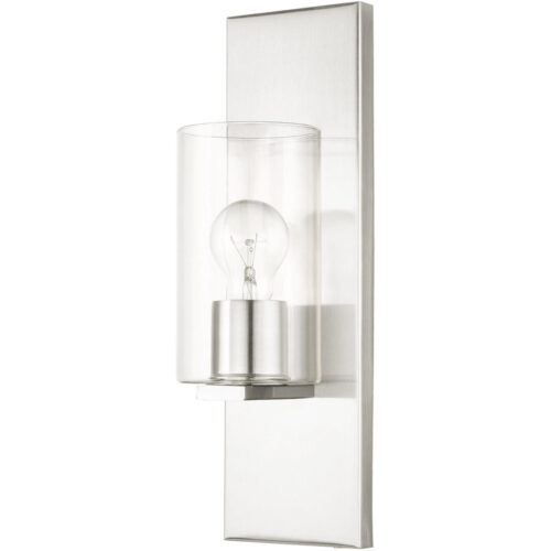 4.5 inch 1 Light Brushed Nickel Wall Sconce with Clear Glass Shade-Lighting LumensWall Sconces