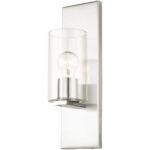 4.5 inch 1 Light Brushed Nickel Wall Sconce with Clear Glass Shade-Lighting LumensWall Sconces