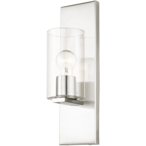 4.5 inch 1 Light Brushed Nickel Wall Sconce with Clear Glass Shade-Lighting LumensWall Sconces