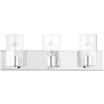 15 inch 3 Light Polished Chrome Bathroom Vanity light fixture with Clear Glass Shade-Lighting LumensBath/Vanity