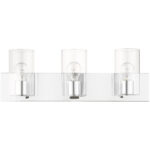 15 inch 3 Light Polished Chrome Bathroom Vanity light fixture with Clear Glass Shade-Lighting LumensBath/Vanity