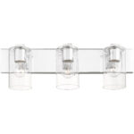 15 inch 3 Light Polished Chrome Bathroom Vanity light fixture with Clear Glass Shade-Lighting LumensBath/Vanity