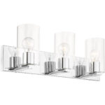 15 inch 3 Light Polished Chrome Bathroom Vanity light fixture with Clear Glass Shade-Lighting LumensBath/Vanity