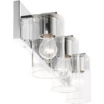 15 inch 3 Light Polished Chrome Bathroom Vanity light fixture with Clear Glass Shade-Lighting LumensBath/Vanity