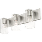 15 inch 3 Light Brushed Nickel Bathroom Vanity light fixture with Clear Glass Shade-Lighting LumensBath/Vanity