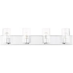 35.5 inch 4 Light Polished Chrome Bathroom Vanity light fixture with Clear Glass Shade-Lighting LumensBath/Vanity