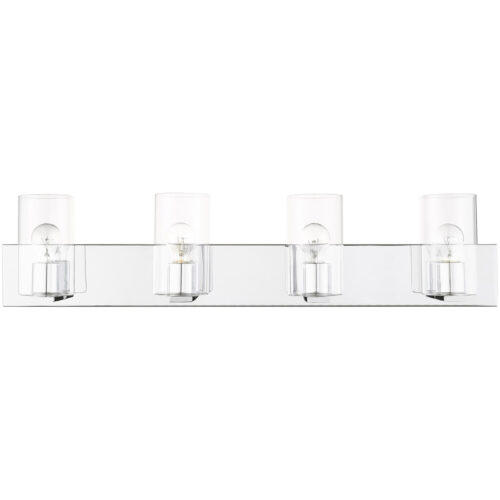 35.5 inch 4 Light Polished Chrome Bathroom Vanity light fixture with Clear Glass Shade-Lighting LumensBath/Vanity