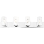 35.5 inch 4 Light Polished Chrome Bathroom Vanity light fixture with Clear Glass Shade-Lighting LumensBath/Vanity