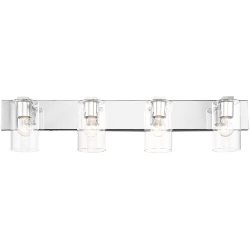 35.5 inch 4 Light Polished Chrome Bathroom Vanity light fixture with Clear Glass Shade-Lighting LumensBath/Vanity