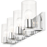 35.5 inch 4 Light Polished Chrome Bathroom Vanity light fixture with Clear Glass Shade-Lighting LumensBath/Vanity