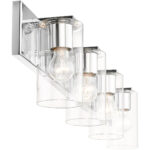 35.5 inch 4 Light Polished Chrome Bathroom Vanity light fixture with Clear Glass Shade-Lighting LumensBath/Vanity