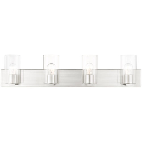 35.5 inch 4 Light Brushed Nickel Bathroom Vanity light fixture with Clear Glass Shade-Lighting LumensBath/Vanity