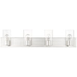 35.5 inch 4 Light Brushed Nickel Bathroom Vanity light fixture with Clear Glass Shade-Lighting LumensBath/Vanity