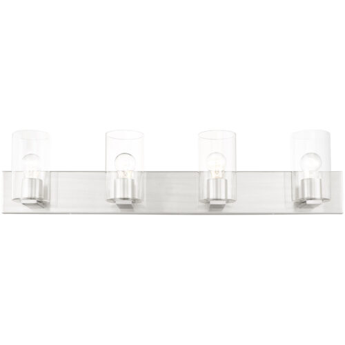 35.5 inch 4 Light Brushed Nickel Bathroom Vanity light fixture with Clear Glass Shade-Lighting LumensBath/Vanity