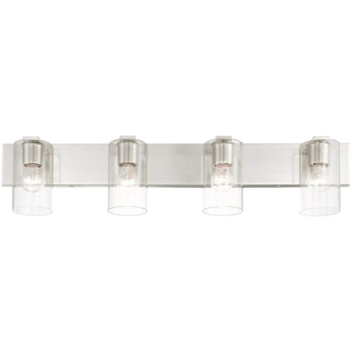 35.5 inch 4 Light Brushed Nickel Bathroom Vanity light fixture with Clear Glass Shade-Lighting LumensBath/Vanity