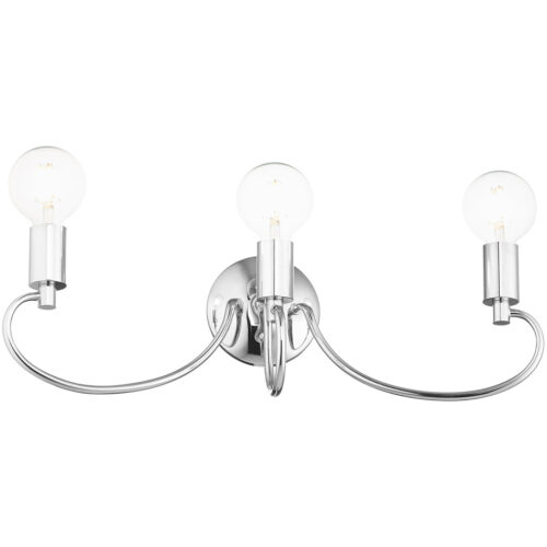 22 inch 3 Light Polished Chrome Bathroom Vanity light fixture with Steel base material-Lighting LumensBath/Vanity