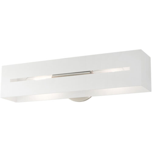 16682-13 2 Light Textured White with Brushed Nickel Finish Accents ADA Vanity Sconce-Lighting LumensWall Sconces