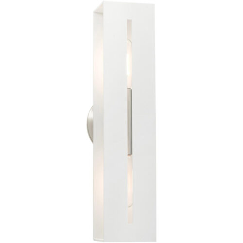 16682-13 2 Light Textured White with Brushed Nickel Finish Accents ADA Vanity Sconce-Lighting LumensWall Sconces