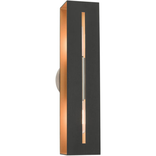 16682-14 2 Light Textured Black with Brushed Nickel Accents ADA Vanity Sconce-Lighting LumensWall Sconces