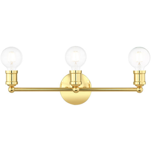 20.25 inch 3 Light Polished Brass Bathroom Vanity light fixture with Steel base material-Lighting LumensBath/Vanity